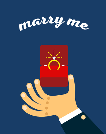 Engagement ring in box. Wedding card vector illustrationのイラスト素材