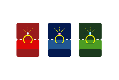 Engagement ring in box. Wedding card vector illustrationのイラスト素材