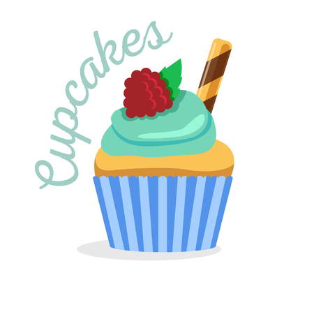 Cupcake or muffin vector illustration. For bakery menu or candy bar flyer.のイラスト素材