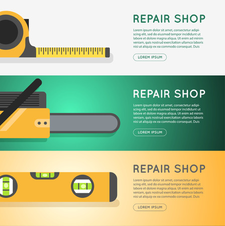 Repair tool shop banner set. diy store online banner design.のイラスト素材