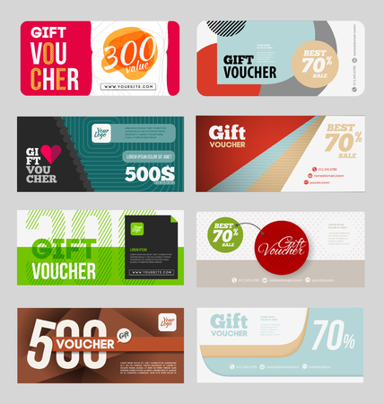 Gift voucher certificate coupon design template set.のイラスト素材