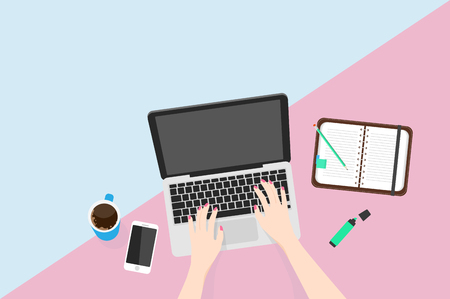 Top view laptop illustration.のイラスト素材