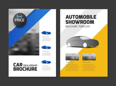 Car dealership brochure. Automobile showroom Leaflet Flyer template A4 size design.のイラスト素材