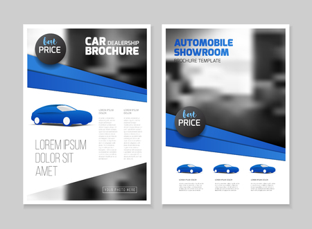 Car dealership brochure. Automobile showroom Leaflet Flyer template A4 size design.のイラスト素材