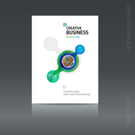 Simple style brochure. Flyer promotion. Abstract business Brochure design vector template in A4 size. Document or book cover. Annual report with photo and text. Presentation coverのイラスト素材