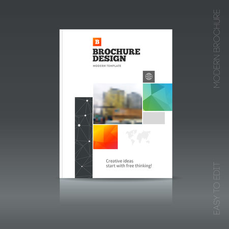 Simple style brochure. Flyer promotion. Abstract business Brochure design vector template in A4 size. Document or book cover. Annual report with photo and text. Presentation coverのイラスト素材