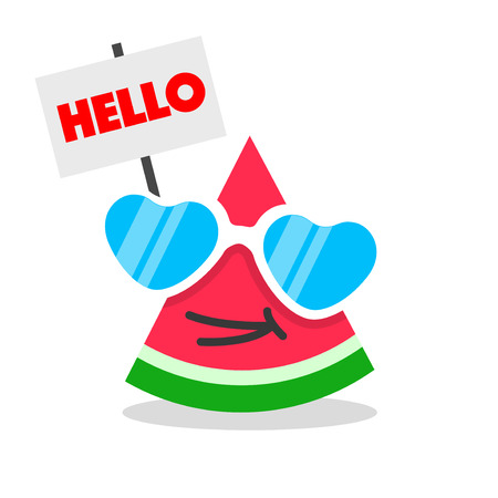 Funny watermelon cartoon face with emotionのイラスト素材