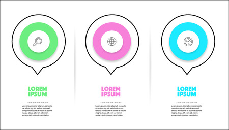 Business Infographic template 3 steps with text for website or presentation brochureのイラスト素材