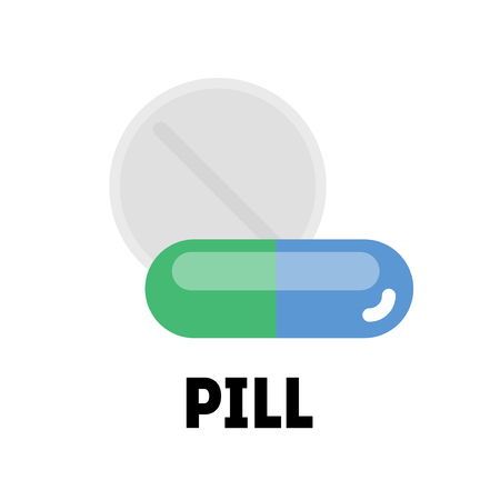 flat vector pill or vitamin on white backgroundのイラスト素材