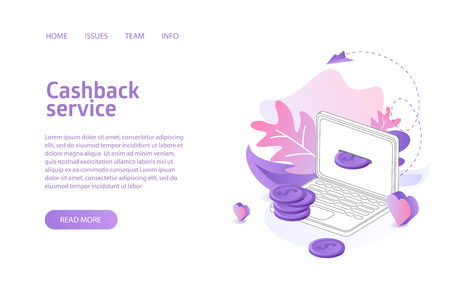 cashback service landing isometric vector illustration conceptのイラスト素材
