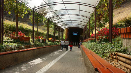 Entrance to the Salt Cathedral of Zipaquira. This Cathedral is an underground Roman Catholic church built within the tunnels of a salt mineのeditorial素材