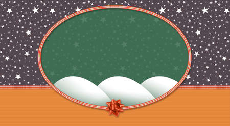 Starry night background with bow and ribbon oval frame in pastel colors for Christmas or gift wrapの写真素材