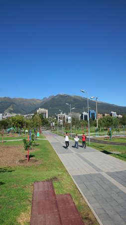 Quito, Pichincha / Ecuador - October 15 2016: People walking on the La Carolina Park in the north of the city of Quitoのeditorial素材