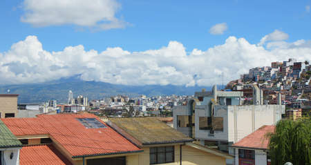 Ambato, Tungurahua / Ecuador - December 17 2016: View of the downtown of the city of Ambato from the Ficoa areaのeditorial素材