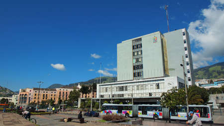 Quito, Pichincha / Ecuador - January 22 2016: View of the Central Bank of Ecuador near the Historic Center of Quitoのeditorial素材