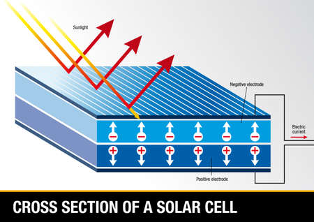 Cross section of a solar cell - Renewable Energy - Vector imageのイラスト素材