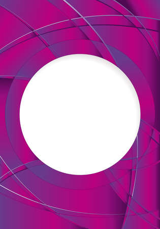Abstract violet background with waves and a white circle in the middle to place texts. A4 size - 21cm x 30cm - Vector imageのイラスト素材
