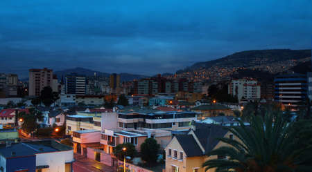 View of cloudy sunrise in the northern part of the city of Quito - Ecuadorのeditorial素材