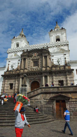 Quito, Pichincha / Ecuador - April 30 2016: Church and Monastery of St. Francis is a 16th-century Roman Catholic complex. This is the largest colonial architectural complex in Latin Americaのeditorial素材