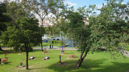 Quito, Pichincha / Ecuador - April 30 2016: View of the La Alameda Park With the Panecillo hill in...