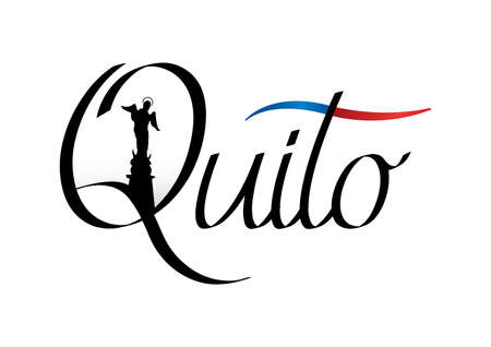 Design of the city of QUITO with blue and red flag. Quito is the capital of the Republic of Ecuadorのイラスト素材