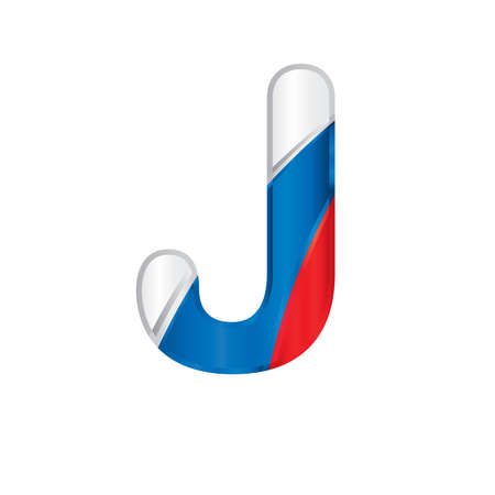 Letter J painted with the colors of the Russian flag, white, blue and red - Vector imageのイラスト素材