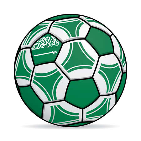 Soccer ball with the colors of the Saudi Arabian flag. Vector imageのイラスト素材