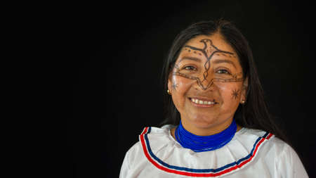 Lago Agrio, Sucumbios / Ecuador - February 29 2020: Woman of the Quichua ethnic group of the...
