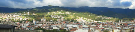 Inmaculada Concepcion de Loja, Loja / Ecuador - March 30 2019: Aerial view of the historical center of the city on a cloudy dayのeditorial素材