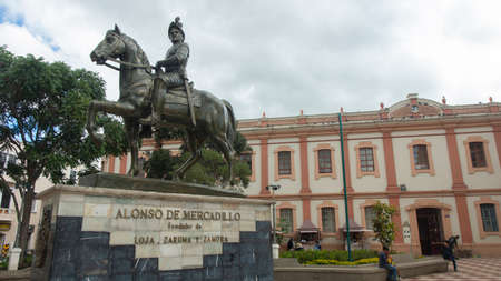 Inmaculada Concepcion Loja, Loja / Ecuador - March 30 2019: View of the sculpture of Alonso de...