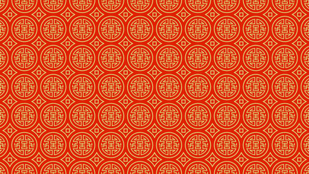 Chinese pattern texture with yellow circles on red background for Chinese New Yearのイラスト素材