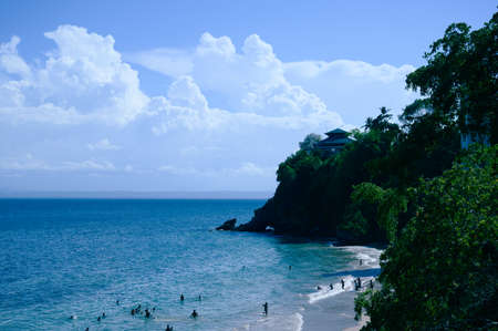 The photo was taken from a high point in the mountains of the Dominican Republic to the ocean. The prospect turned out to be great, very beautiful and charming.の写真素材