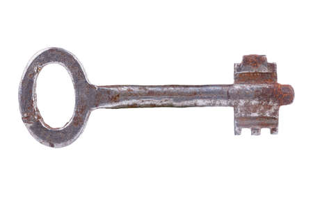 Old key on white background with clipping pathの写真素材