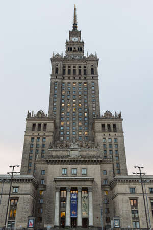 Warsaw, Poland - December 23, 2015: View on the Palace of Culture and Science in Warsaw, Polandのeditorial素材