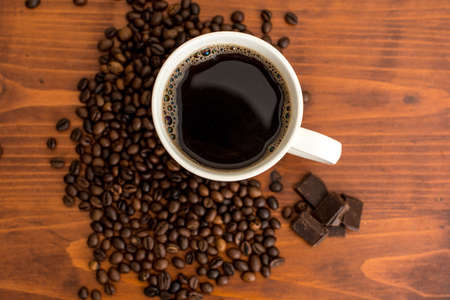 a mug of fresh, stimulating coffeeの写真素材