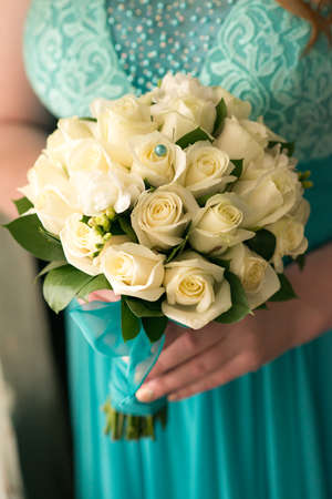 Wedding Bridal bouquet in the handsの写真素材