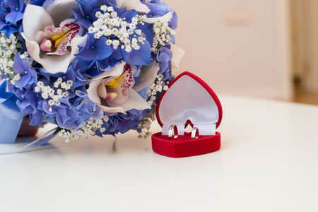 Wedding Bridal bouquet in the handsの写真素材
