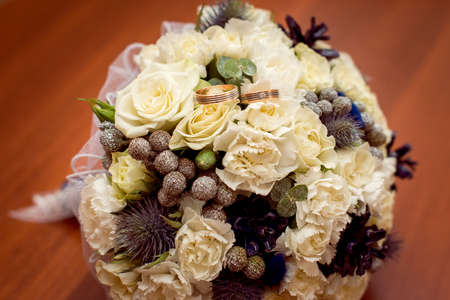 Wedding Bridal bouquet in the handsの写真素材