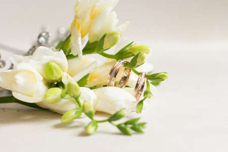 Wedding Bridal bouquet in the handsの写真素材