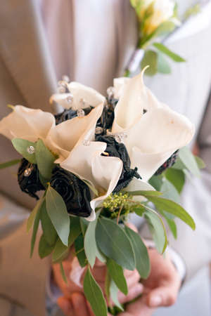 Wedding Bridal bouquet in the handsの写真素材