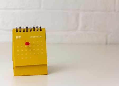 Flip the calendar for August 2021. Desktop calendar for planning, assigning, organizing, and managing each dateの写真素材