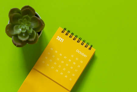Tear-off calendar for October 2021. Desktop calendar for planning and managing each dateの写真素材