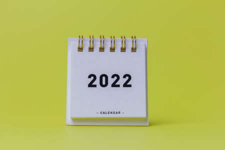 Calendar for the new year 2022. Desktop calendar on a light backgroundの写真素材