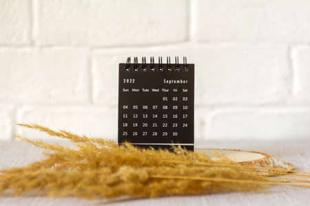 Desktop calendar for September 2022 on the tableの写真素材