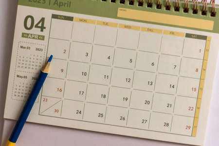 Calendar for April 2023.Desktop calendar for planning