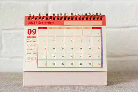 Desktop calendar for September 2023. Desktop calendar for time planningの写真素材