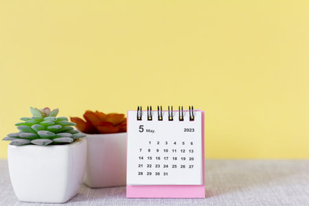 Desktop calendar for May 2023. Calendar for planning, assigning, organizing and managing each dateの写真素材