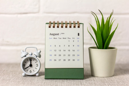 Desk calendar for August 2024. Calendar for planning for the month