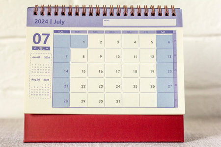 Calendar for July 2024. Desk calendar for planning and managing every dateの写真素材