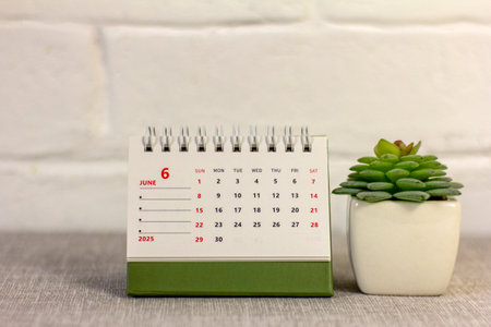 Desk calendar for June 2025. Desk calendar for planning and managing every dayの写真素材
